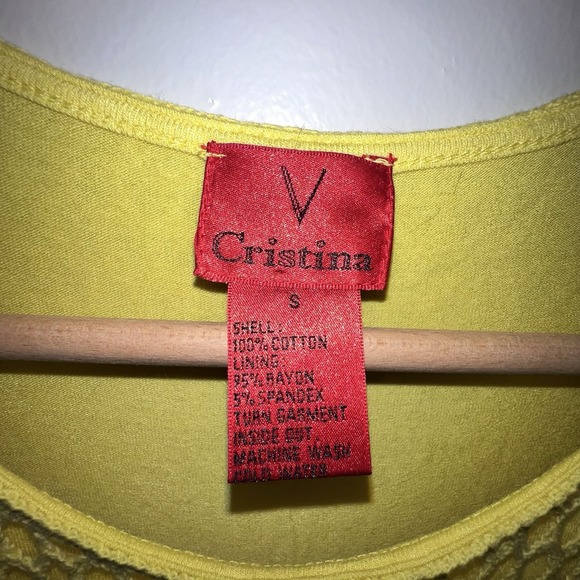 V Christina Floral Crochet Top Sz Small Yellow Bright Spring Delicate Boho Chic - Picture 6 of 11